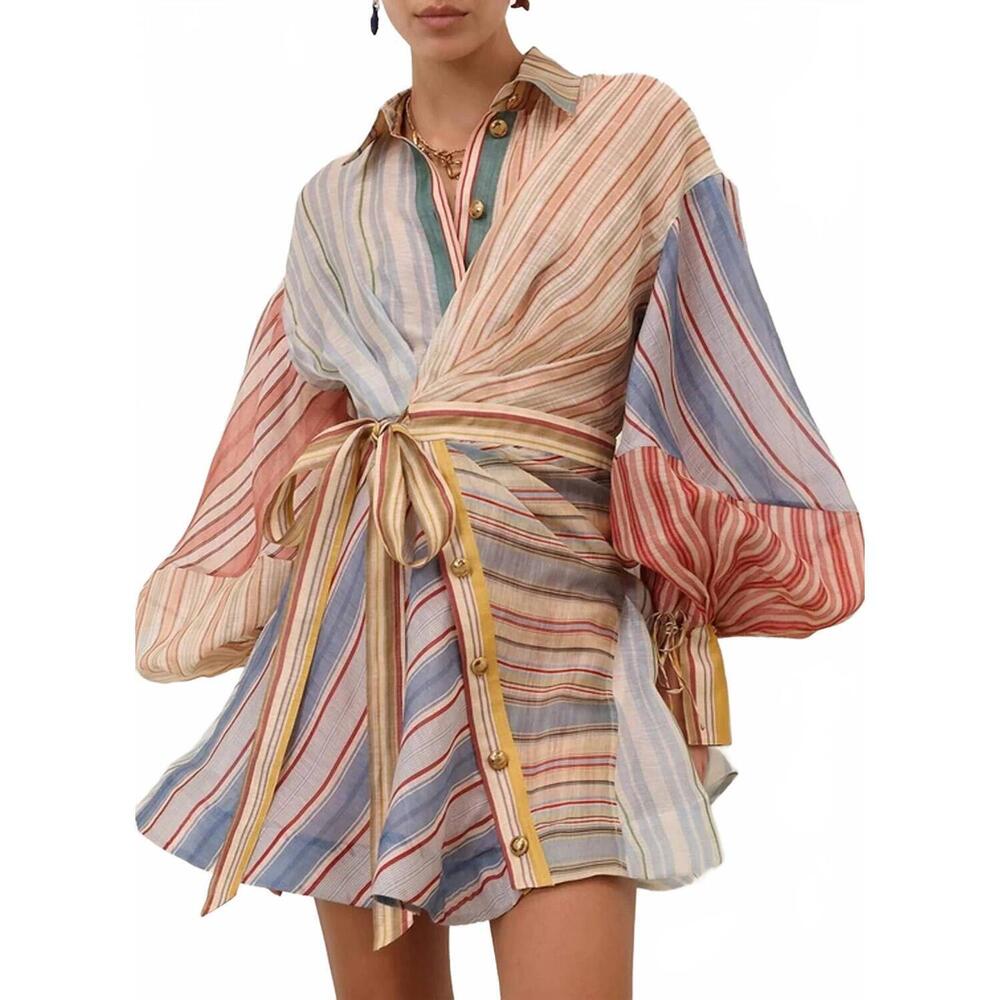 NEW ZIMMERMANN rebellion striped mini dress in spliced stripes - Picture 1 of 6